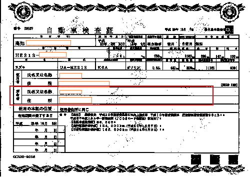 軽自動車の車検証